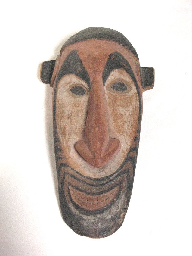 AFRICAN CARVED AND POLYCHROMED TRIBAL HEAD