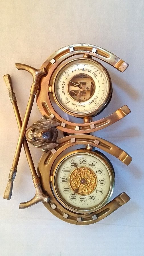 Decorative Bronze Combination Clock & Barometer 