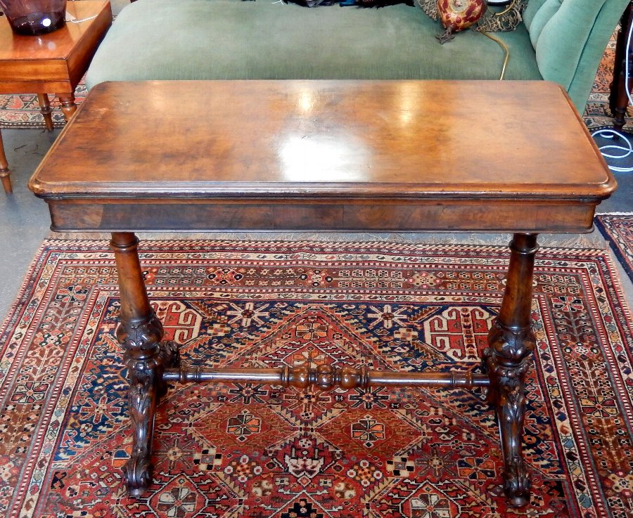 Fine Victorian Foldover Card Table with Storage