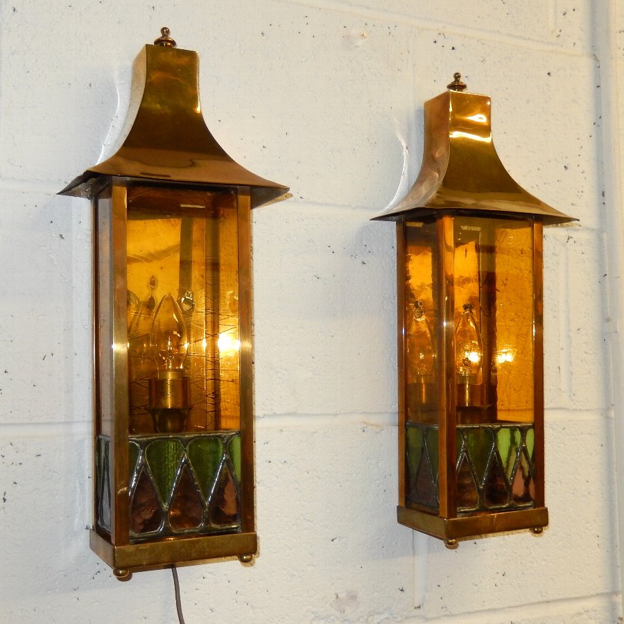 Pair of Solid Brass Art Nouveau Wall Sconces