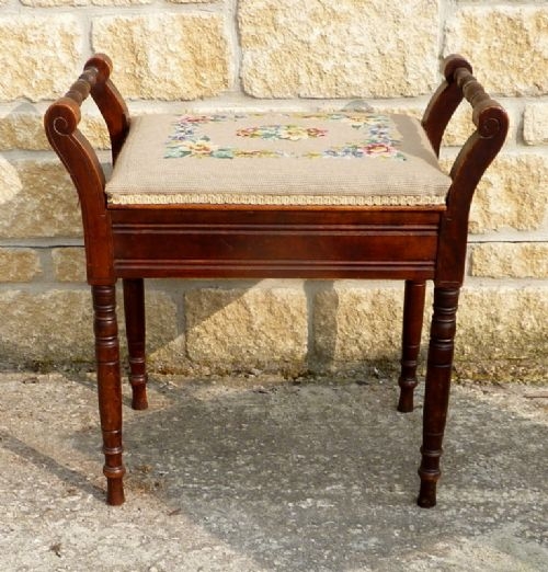 Victorian Mahogany Piano Stool, with Storage