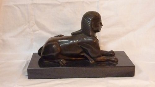 French 19th Century  Bronze Sphinx on Marble Base