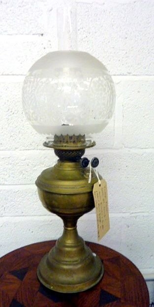 1940's Oil Lamp, Brass base.