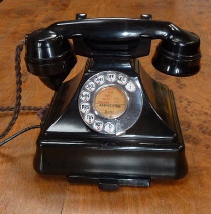 1947 Black 232 Bakelite Telephone With Drawer, Converted
