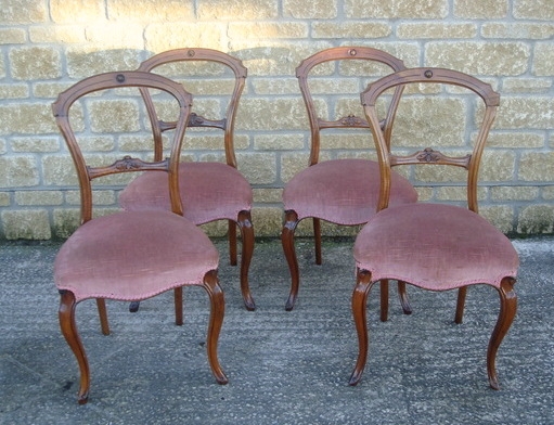 Set of Four Victorian Walnut Dining Chairs