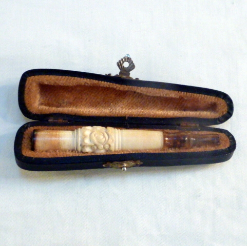 Antique Meerschaum Cheroot Holder in Case, c1890