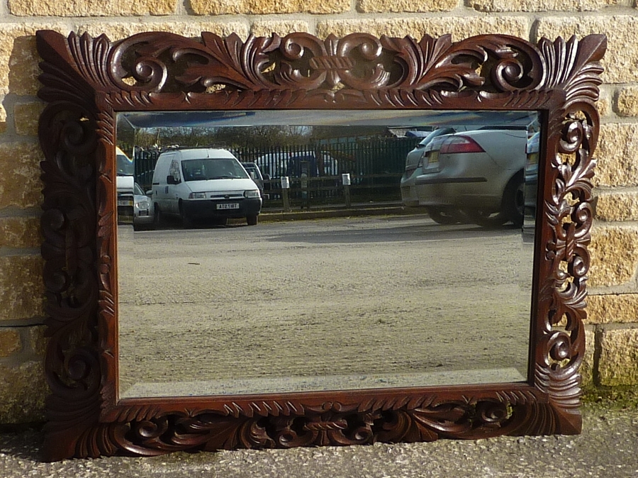 Large Victorian Oak Framed Mirror, French