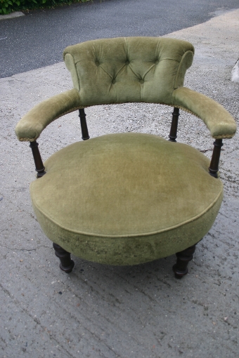 victorian velvet upholstered tub chair
