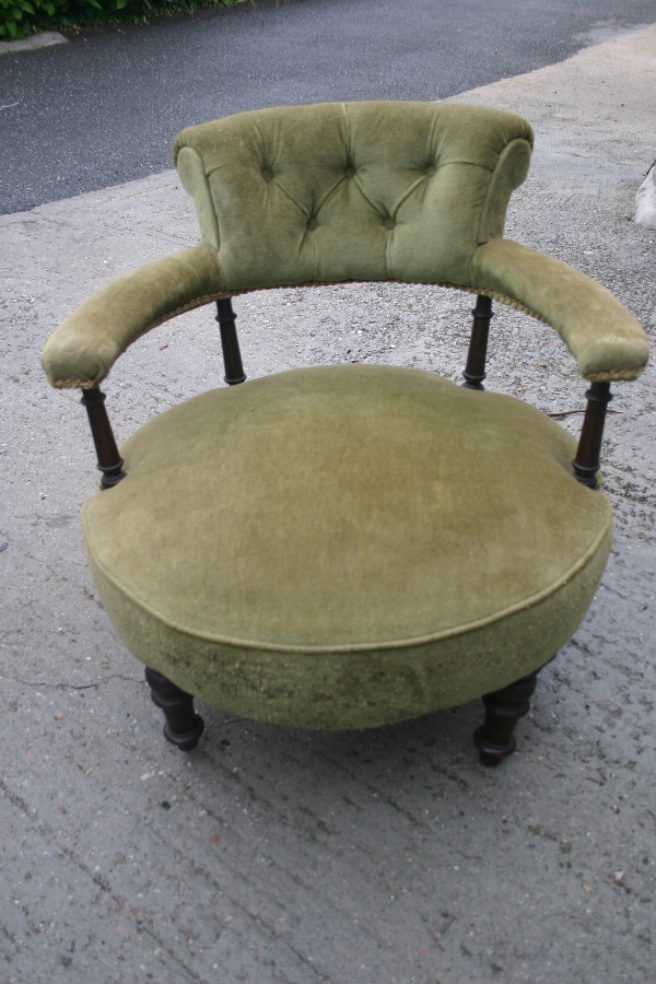 Antique victorian velvet upholstered tub chair