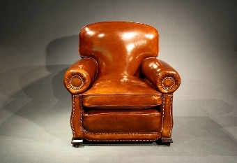 Antique Art Deco Leather Club Chair