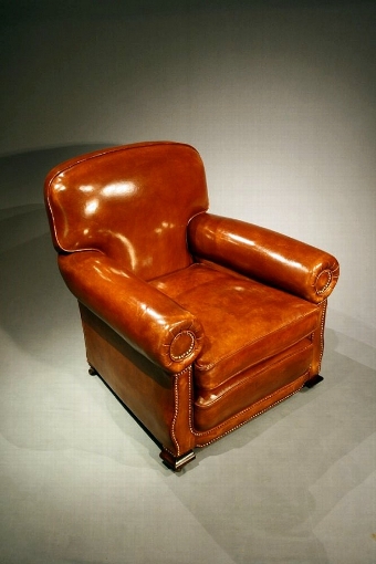 Antique Art Deco Leather Club Chair
