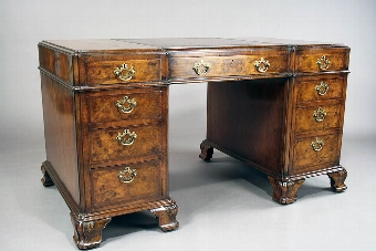 Antique Quality Antique Burr Walnut Pedestal Desk