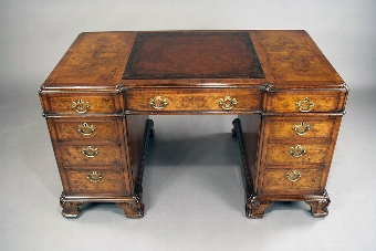 Antique Quality Antique Burr Walnut Pedestal Desk
