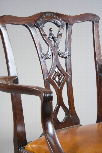 Antique Georgian Mahogany Desk Chair Leather Squab