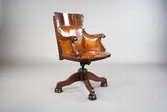 Antique W M Angus & Co London Leather Desk Chair