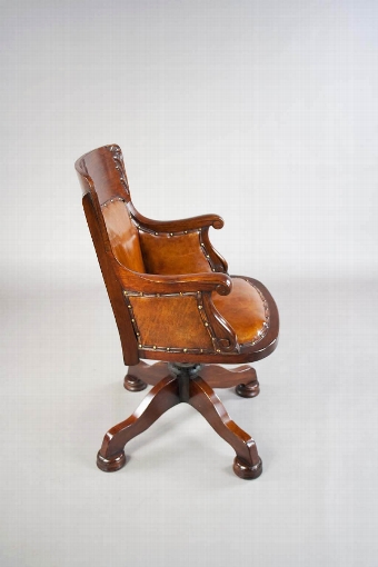 Antique W M Angus & Co London Leather Desk Chair
