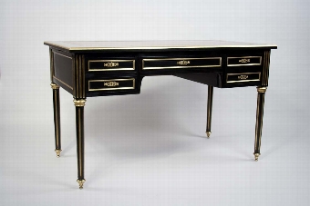 Antique Stunning French Late 19th C Ebonised and Brass Writing Desk