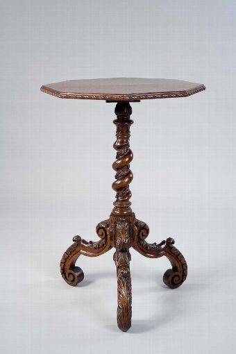 Victorian Carved Oak Hexangonal Top Table