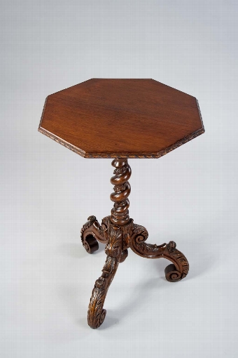 Antique Victorian Carved Oak Hexangonal Top Table