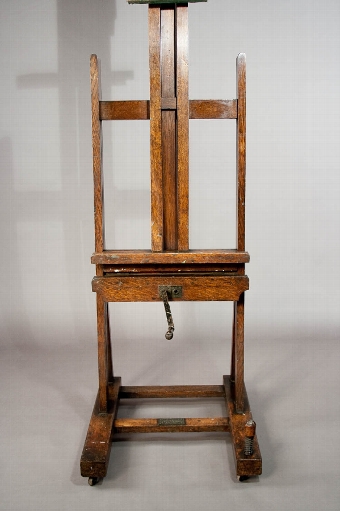 Antique Quality Large Victorian Oak Easel by Windsor and Newton London