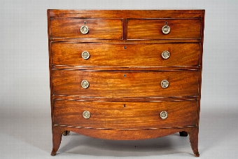 Antique Georgian Bow Chest Of Drawers Untouched Wax Finish
