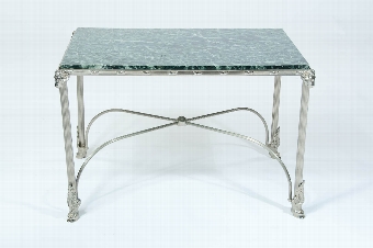 Antique A 1920's Nickel Plated Marble Table