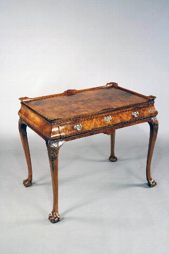 Antique A Quality Antique Burr Walnut Silver Table 