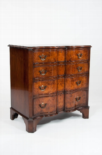 Antique Walnut Shaped Front Chest Of Drawers