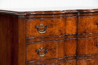Antique Walnut Shaped Front Chest Of Drawers