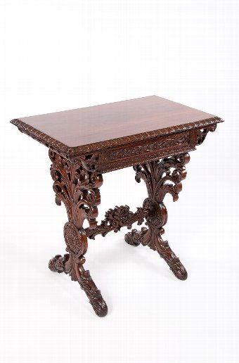 Antique A Fine Quality 19th Century Rosewood Carved Side Table