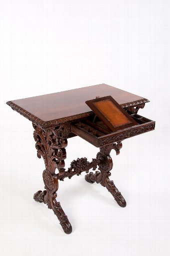 Antique A Fine Quality 19th Century Rosewood Carved Side Table