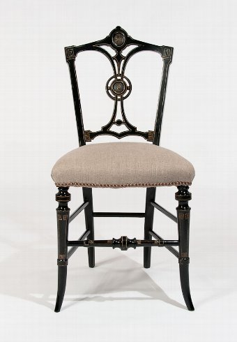 Antique Fine Ebonised and Gilt Regency Antique Side Chair