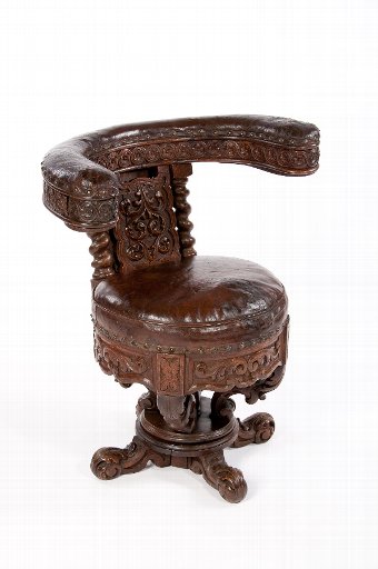 Rare 19th Century Oak Cock Fighting Chair