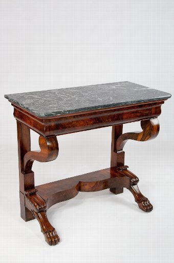Antique Antique French Burr Walnut Marble Console