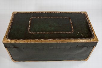 Antique Early 19th Century Leather Camphourwood Trunk