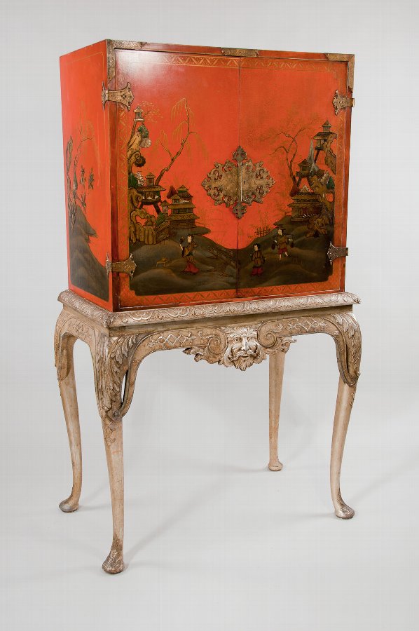 1920 Chinoiserie Cocktail Cabinet Silver Base