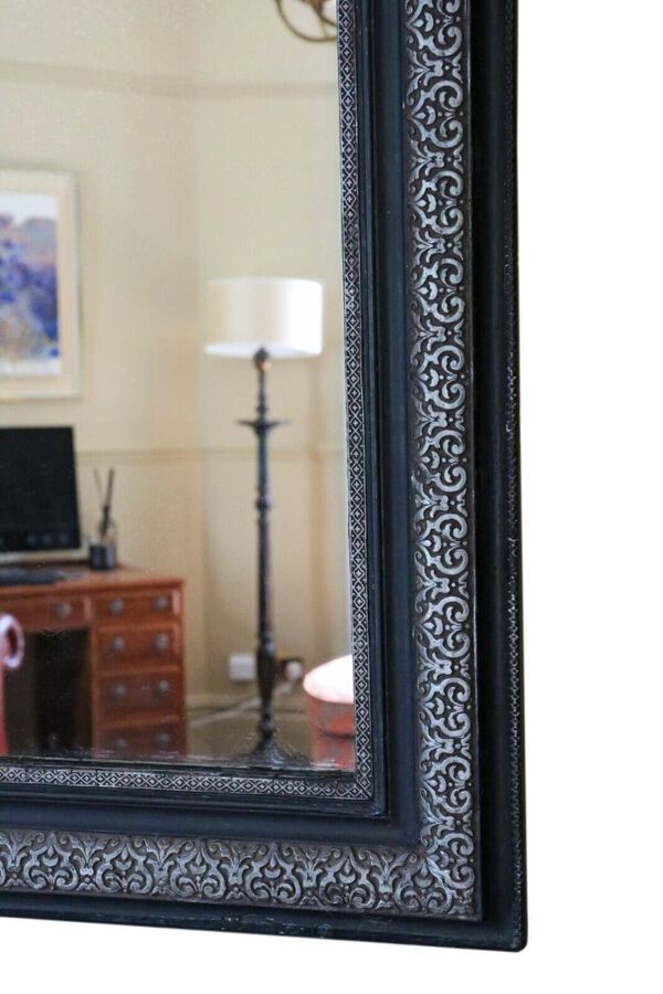 Antique Antique large fine quality ebonised / silver gilt wall mirror or overmantle late