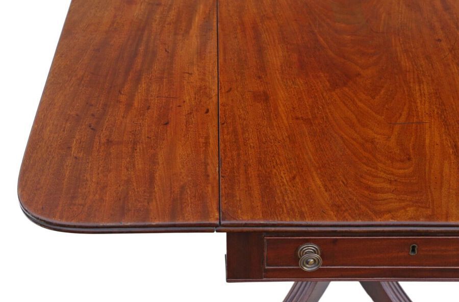 Antique Antique fine quality Regency C1825 mahogany pedestal Pembroke sofa dining table