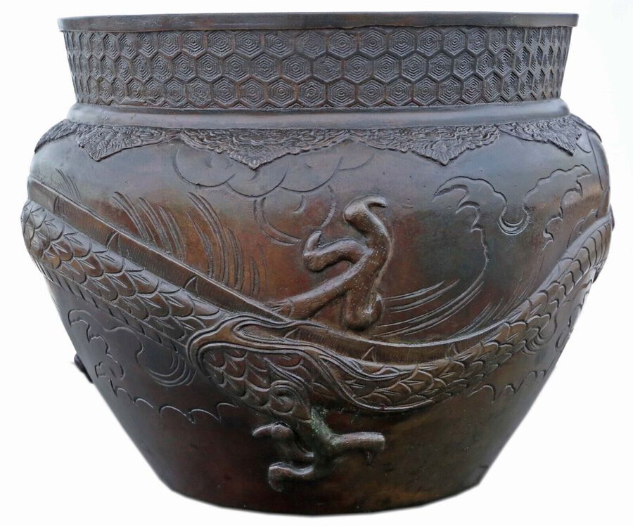 Antique Antique fine quality large Oriental Japanese bronze Jardinière planter bowl