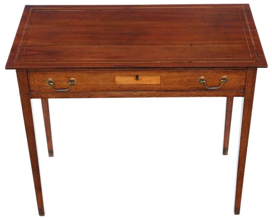 Antique Georgian C1800 inlaid mahogany writing side table desk