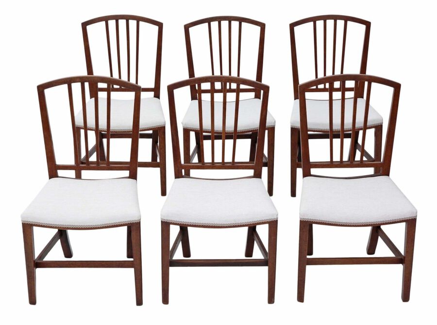 Antique set of 6 Victorian C1900 mahogany Georgian revival dining chairs