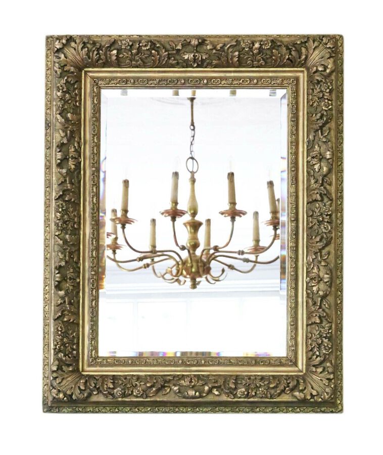 Antique large fine quality gilt 19th Century overmantle wall mirror