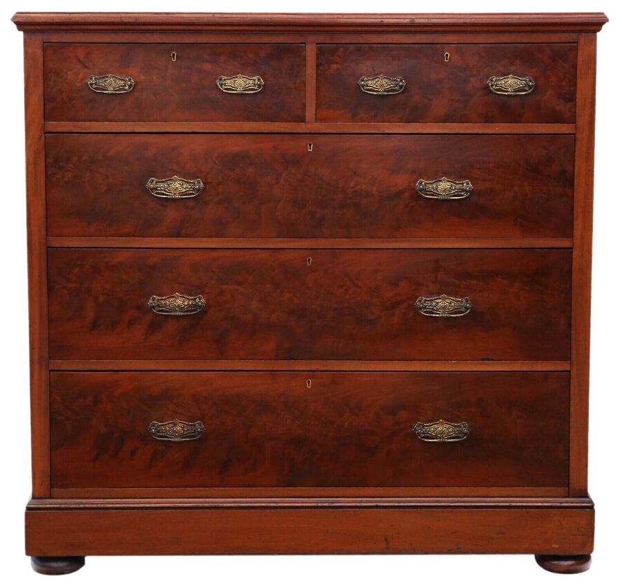 Antique Antique fine quality large Victorian C1900 flame mahogany chest of drawers