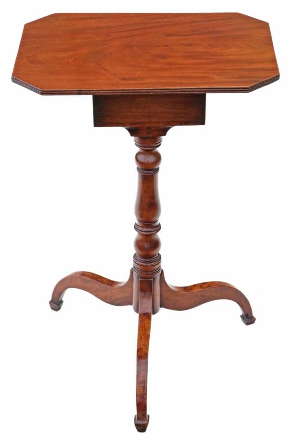 Antique Antique quality Georgian C1800 mahogany tilt top wine table side with drawer