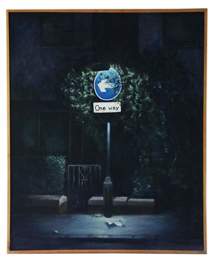 Very large oil on canvas Painting Artwork Darren Smith 1989 Titled 'One Way'