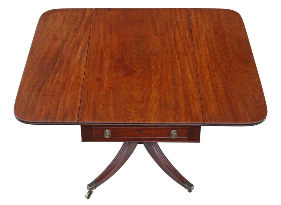 Antique fine quality Regency C1825 mahogany pedestal Pembroke sofa dining table