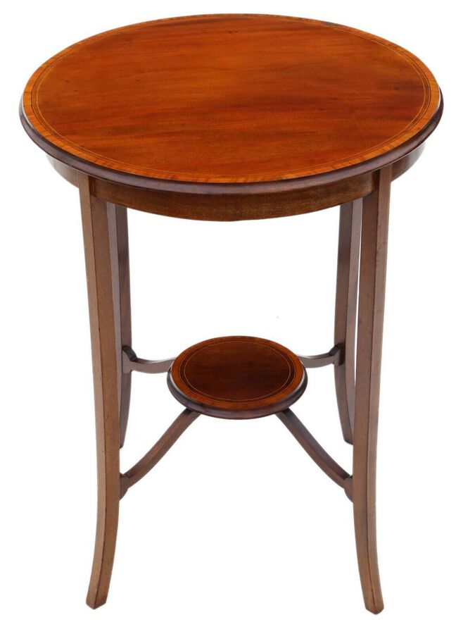 Antique fine quality C1910 Edwardian inlaid mahogany circular table occasional