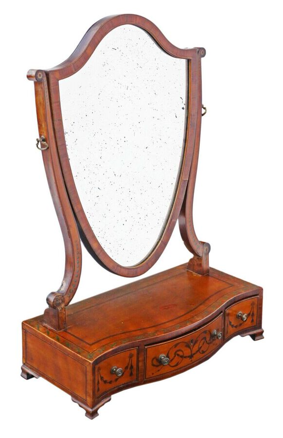 Antique quality Georgian C1820 satinwood dressing table swing mirror