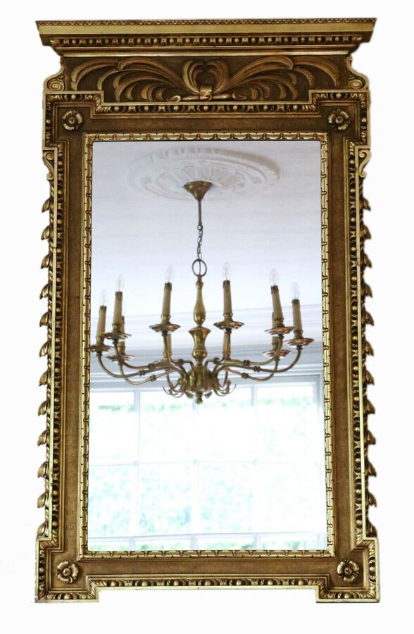 Antique large rare fine quality gilt overmantle or wall mirror C1900