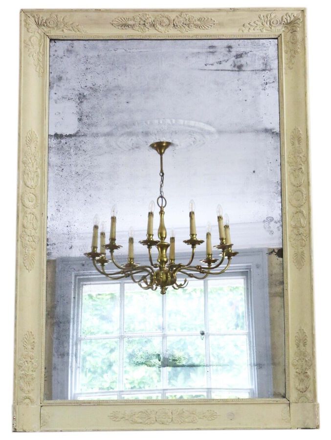 Antique large quality French painted wall overmantle mirror 19th Century
